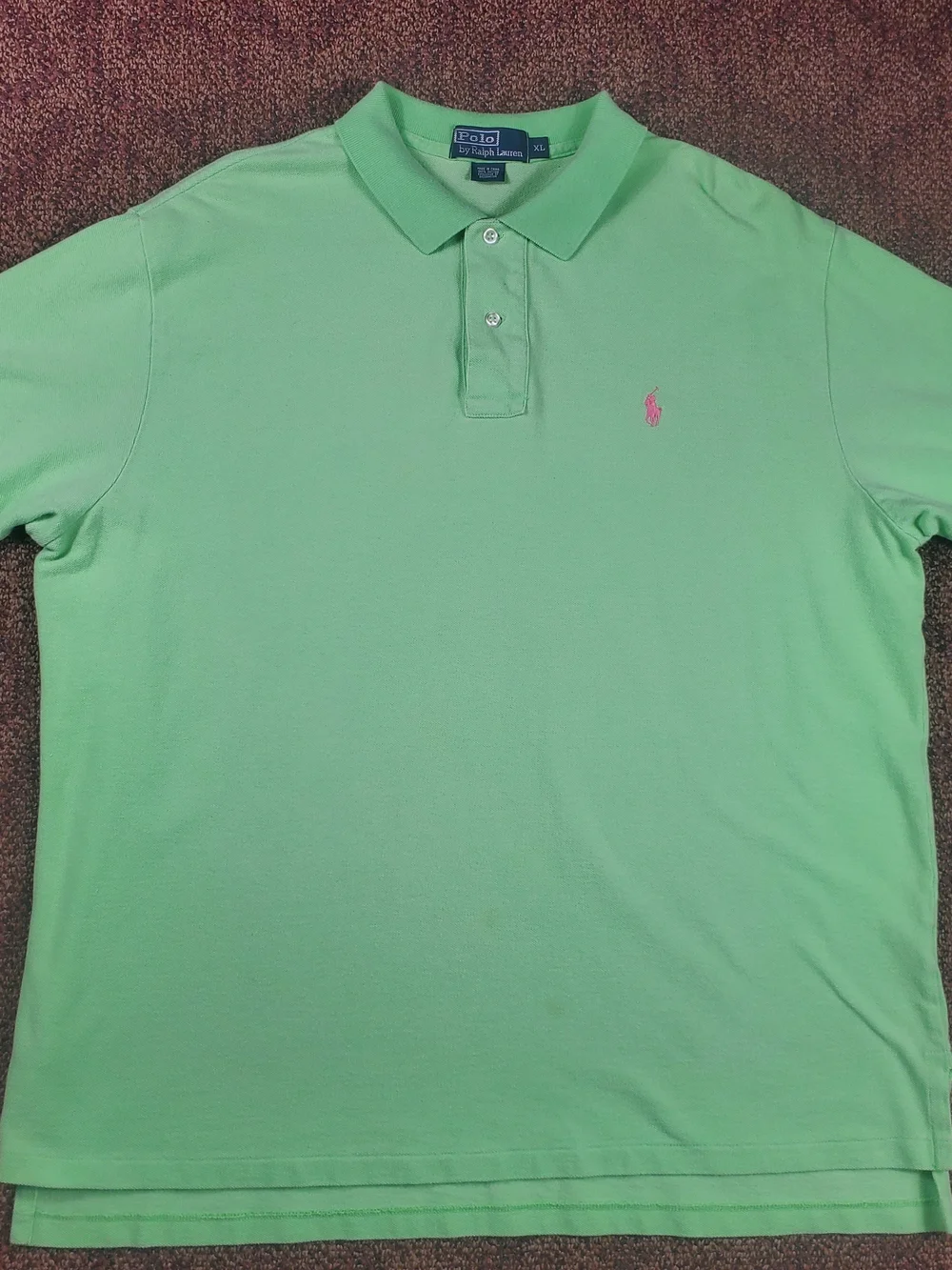 Polo Ralph Lauren Men's XL Polo Shirt Bundle Lot of 2 Green Coral 100% Cotton